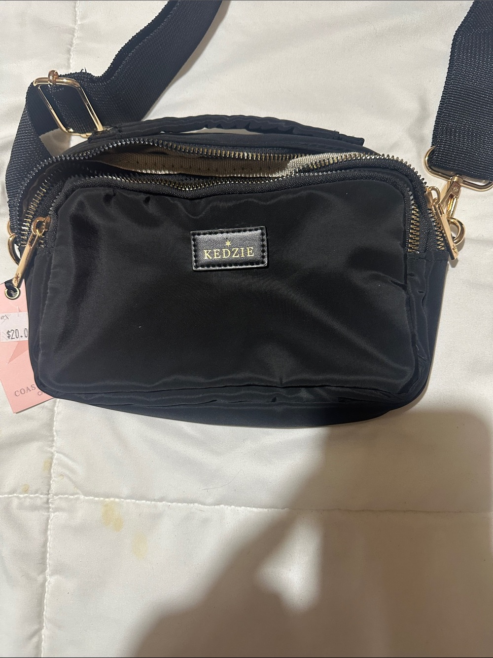 Kedzie Black Crossbody Bag with Gold Hardware